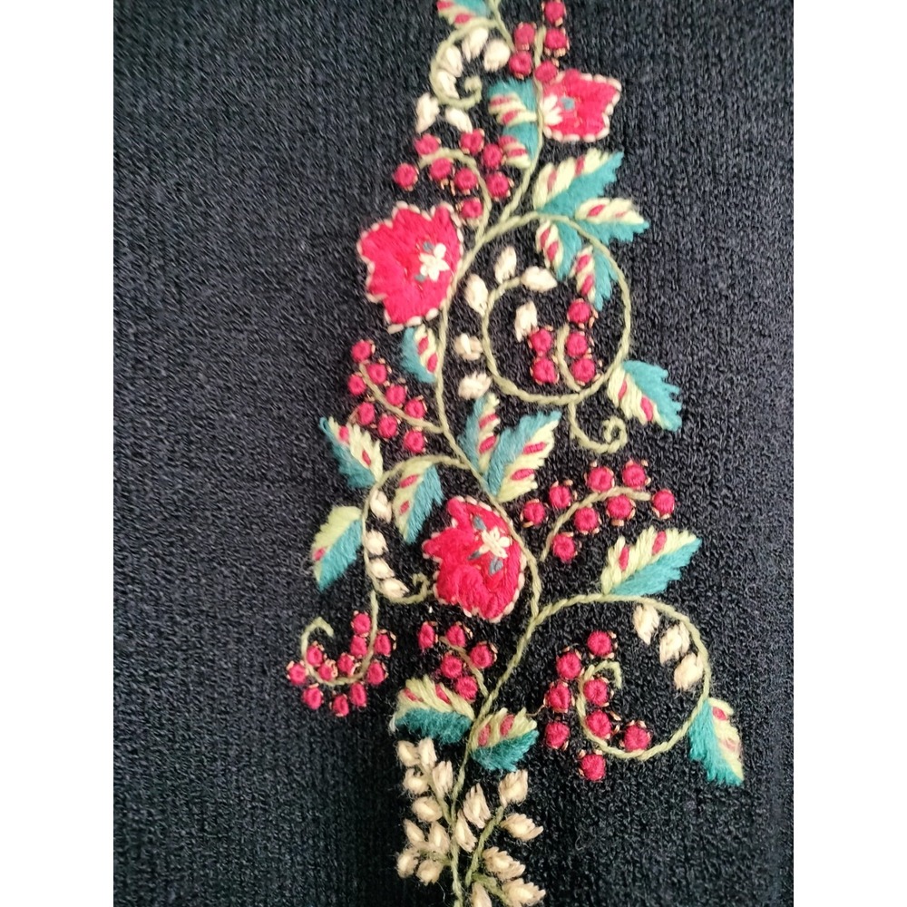 Coldwater Creek Women's 1X Black Turtleneck Sweater with Embroidered Floral - Picture 2 of 12